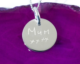 Eigen handschrift gemarkeerde sterlingzilveren schijfketting