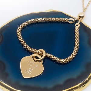 Own Handwriting Gold Aspire Heart Slider Bracelet