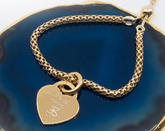 Eigen handschrift gouden Aspire Heart Slider-armband