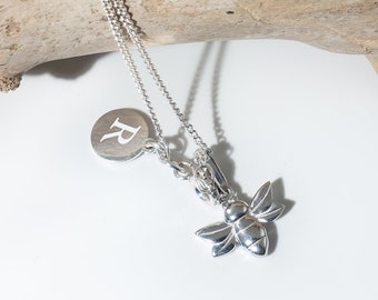 Personalised Sterling Silver Baby Bee Necklace