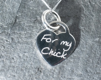 Sterlingzilveren hartketting met eigen handschrift