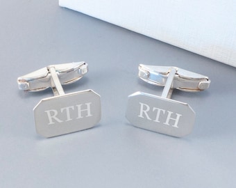 Personalised Sterling Silver Oblong Cufflinks