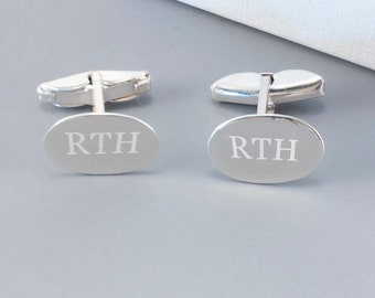 Personalised Sterling Silver Oval Cufflinks