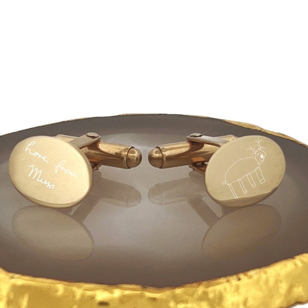 Personalised 18ct Gold Plated Vermeil Oval Cufflinks with Swivel Fitting.