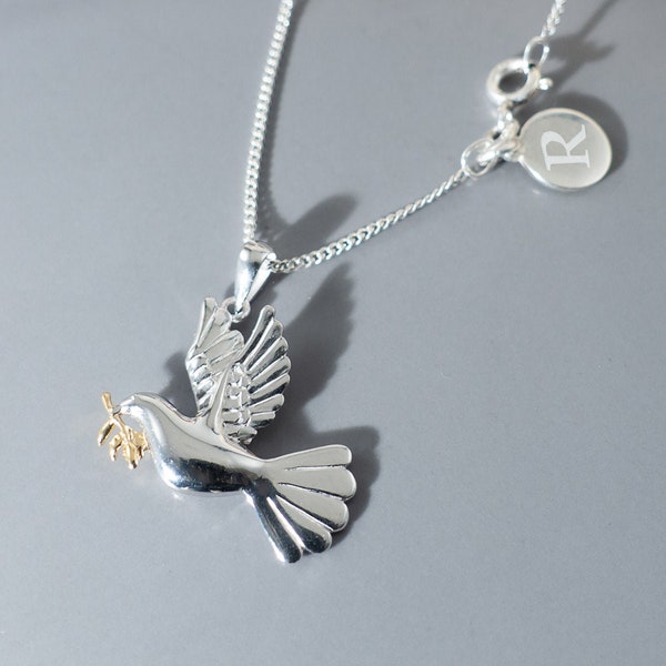 Personalised Sterling Silver Dove Necklace