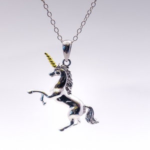 Personalised Silver and Gold Unicorn Necklace with Initial Charm