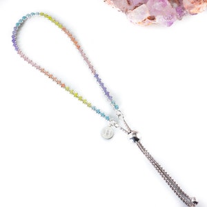 Personalised Sterling Silver and Rainbow Cubic Zirconia Tennis Slider Bracelet
