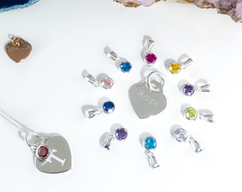 Personalised Sterling Silver Birthstone And Heart Necklace