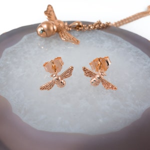 Rose Gold Bee Stud Earrings