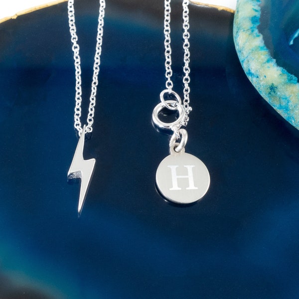 Personalised Sterling Silver Small Lightning Bolt Necklace