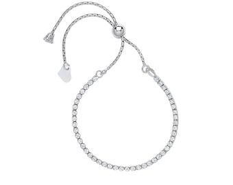 Personalised Silver & Cubic Zirconia Friendship Slider Bracelet