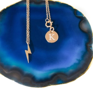 Personalised Rose Gold Small Lightning Bolt Necklace