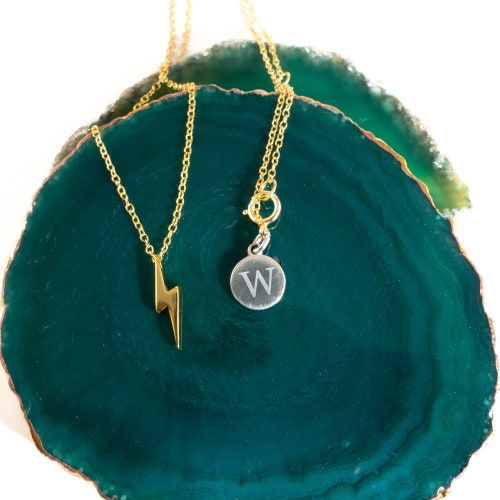 Lightning Bolt Necklace silver / Gold / Rose Gold Dainty Etsy