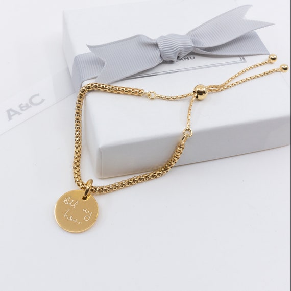 Own Handwriting Gold Aspire Disc Slider Bracelet