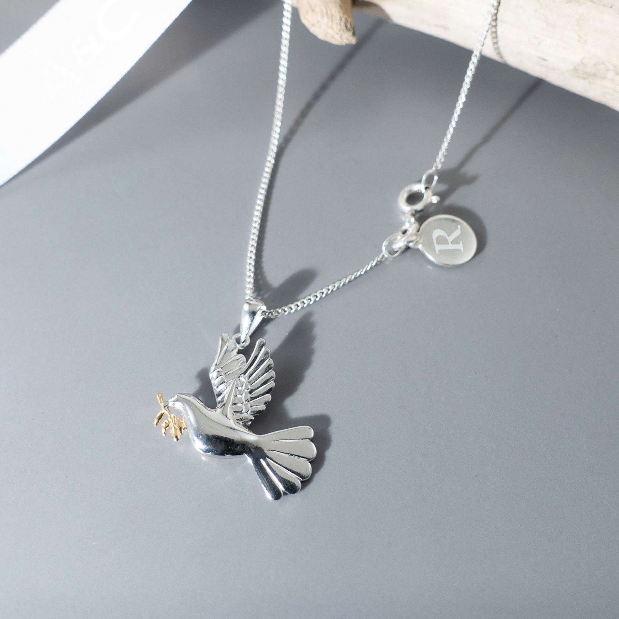 Buy Dove Necklace in Sterling Silver, Animal Pendant, Bird Jewellery, Dove  of Peace, Dove and Olive Branch, Online in India - Etsy
