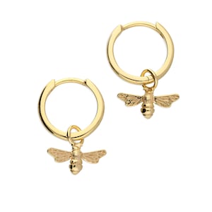 Boucles d&#39;oreilles en or bourdon sur huggie hoop
