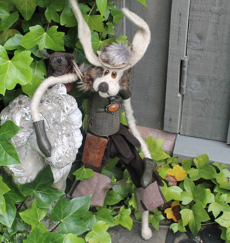 Needle Felted Hare Doll With Dog – Handmade Rabbit 'thumper Bumper' - Etsy