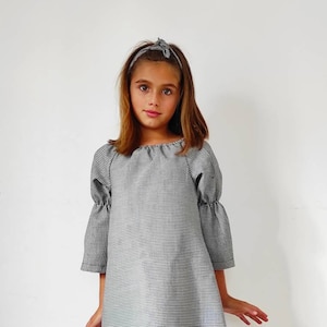 Black and white checked dress, A-line checked dress, gingham dress, party dress, retro style, girls dress, vintage style dress