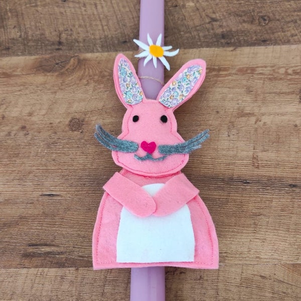 Lambada with Easter Bunny Easter Candle Greek Easter Girls Lampada Felt Easter bunny Handmade Lambada Greek Orthodox Easter Easter gift