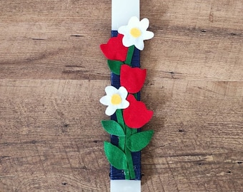 Lambada Easter Greek Easter Candle Greek Easter Girls Lampada Felt flowers Easter gifts Candles handmade Lampada Handmade Felt Flower candle