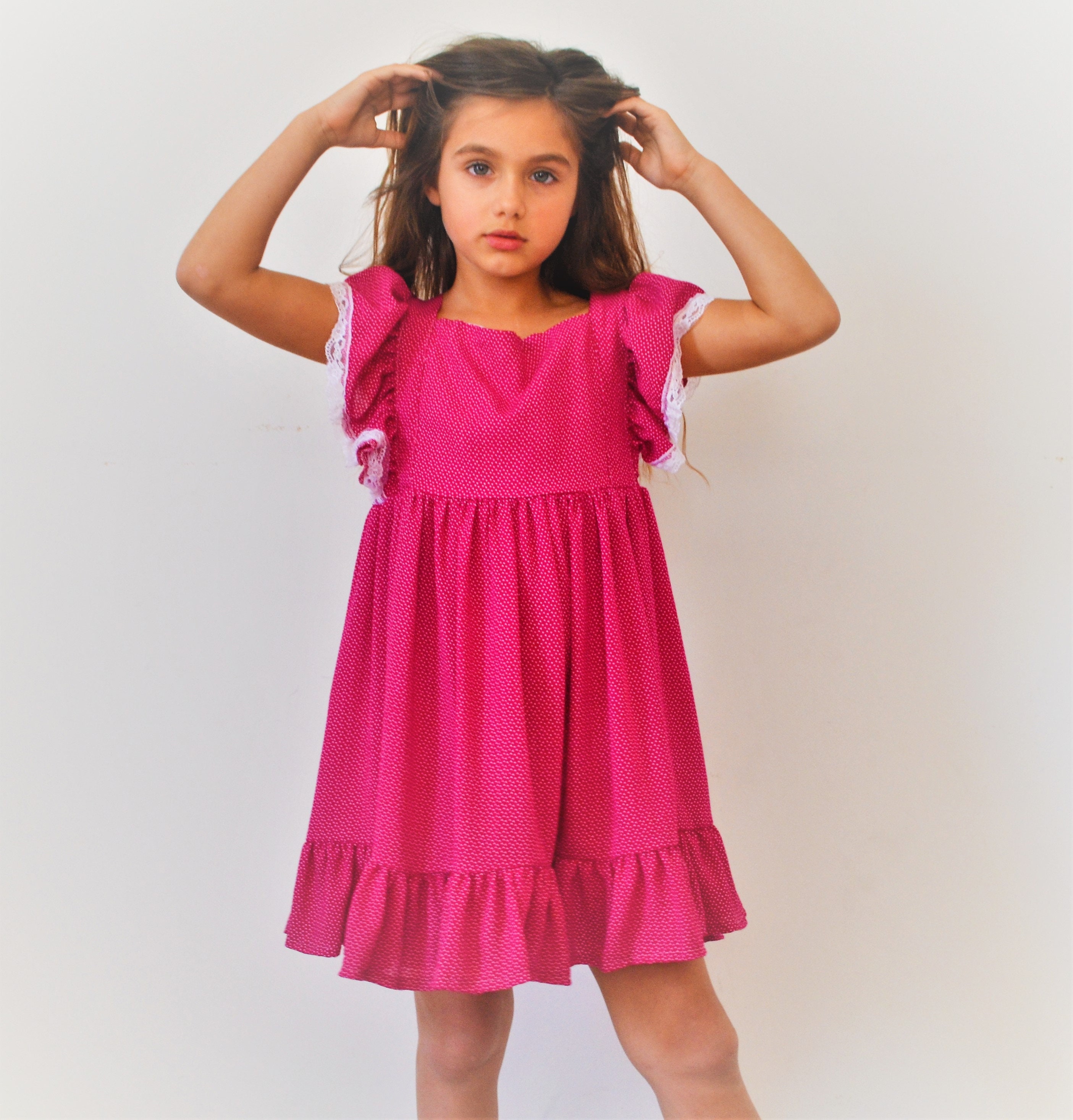 Toddler Sundress Sunshine Vintage Look Polka Dot Fuchsia Polka Dot ...