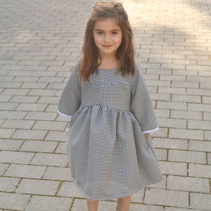 Checkered black and white dress, Black and White, black and white gingham dress, spring, birthday party, toddler dress, vintage look