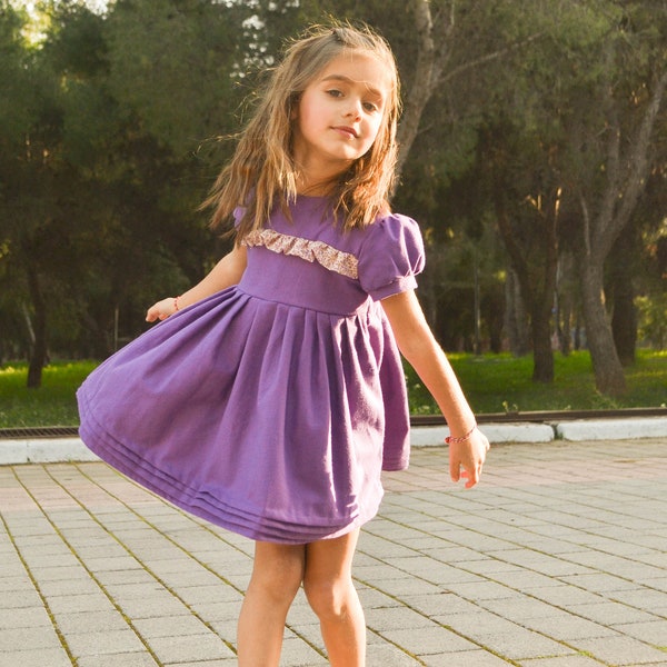 Purple vintage dress Spring dress Easter dress Girl's dress Birthday party Toddler gift Gift for girls Vintage style Ruffled bodice