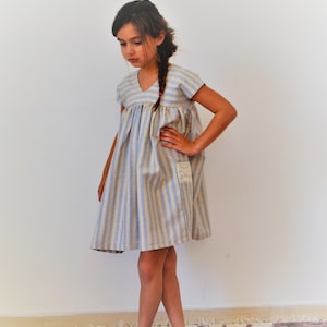 Linen dress Summer linen dress Striped linen fabric Linen dress with pockets Girls clothing Toddler dress Linen clothingSummer vacations image 5