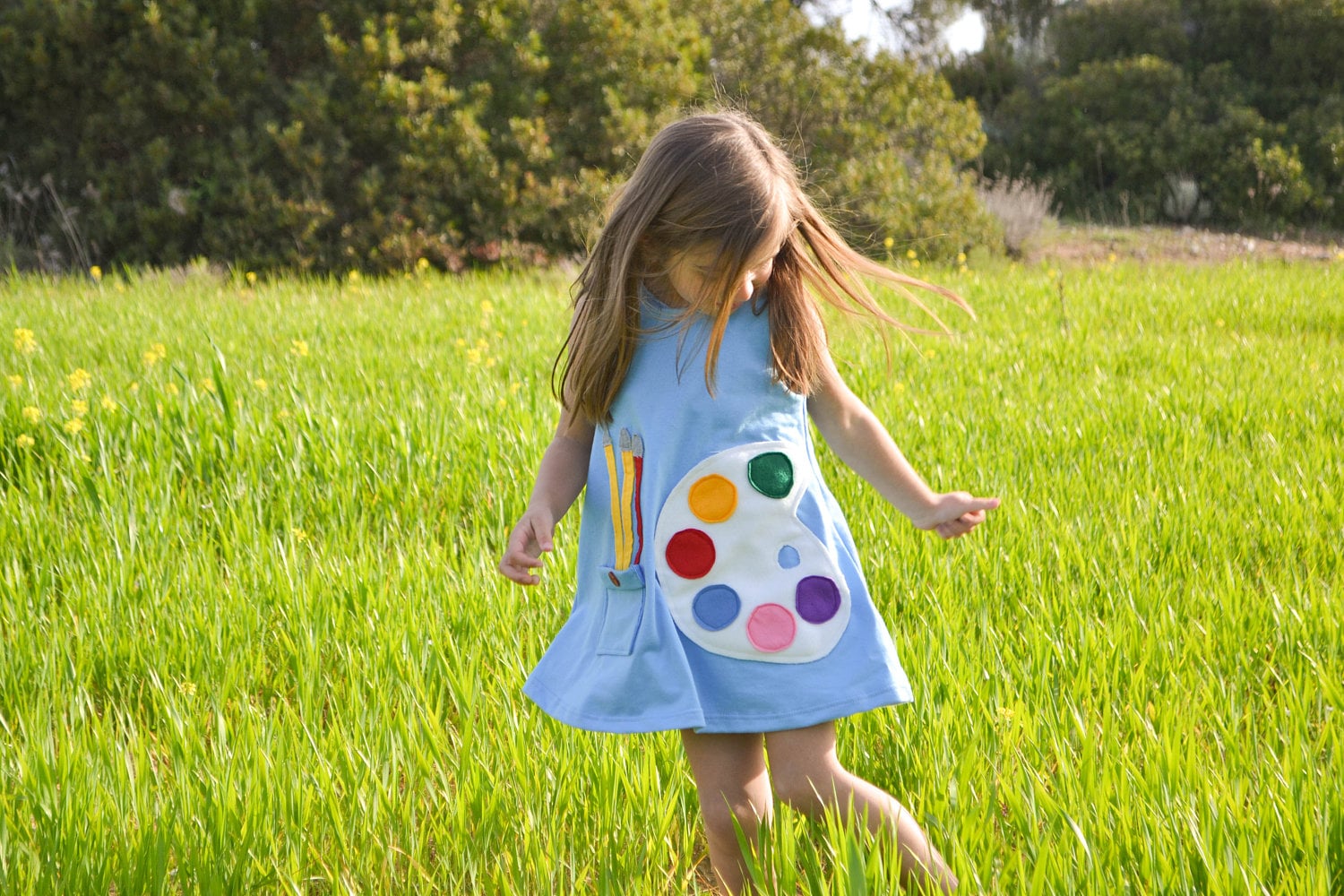 Pallete dress, Back to school dress, Art party, Paint dress, Colorful shirt Toddler dress, Girl's dress, Summer outfit, Happy clothes