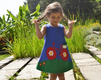 Bicycle Dress Bike shirt Birthday gift ideas Bicycle Applique Girls bike Summer Dress Summer dress Spring dress Sleeveless dress