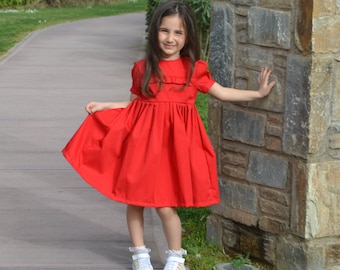 Red vintage dress Spring dress Easter dress Girl's dress Birthday party Toddler gift Gift for girls Vintage style Ruffled bodice