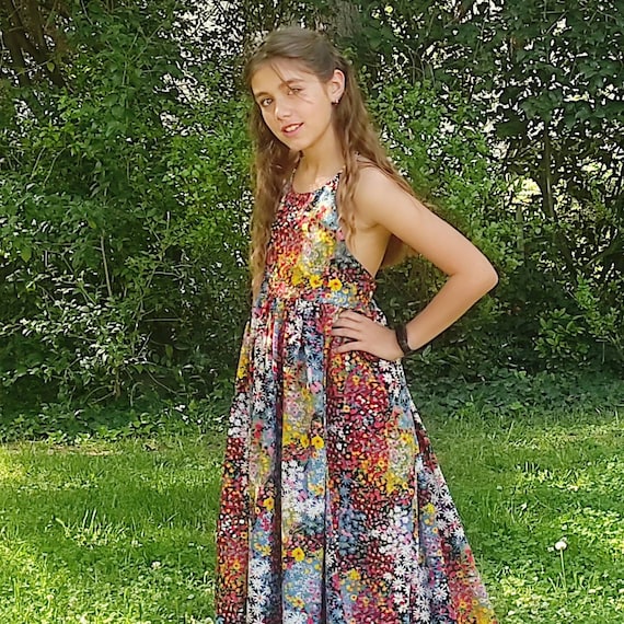 Maxi Sundress, Girl's Dress, Island Dress, Floral Maxi Dress, Vacation Style, Summer Outfit, Kids Clothing, Party Dress, Floral Print Dress