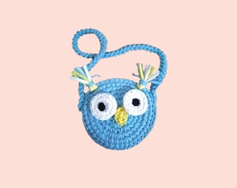 Owl bag, crochet owl, handmade bag, crocher owl bag, bag for girls, toddlers bag, blue owl bag, little owl, owl bag for girls, animal bag