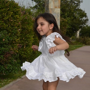 White linen dress, Girls linen dress, Christening dress, Wedding dress, Baptism dress, Rustic flower girl dress white, Linen clothing