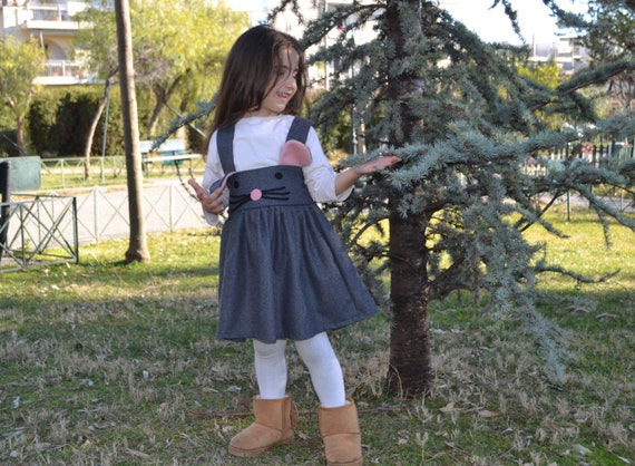 Robe souris filles Robe chasuble souris Jupe taille haute grise