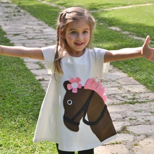Pferd Shirt Pony Shirt Pony Pferd My Little Pony Pferd Kleid Pony Kleid Applikation Kleid weißes Kleid Frühling Geschenk Mädchen Kleid Pony Applikation