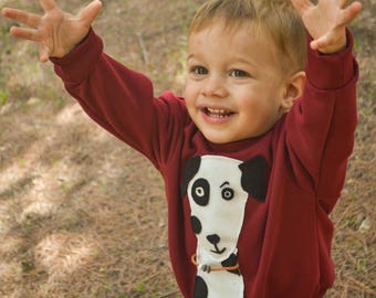 Dog sweatshirt Dog applique Dog boy's shirt Burgundy sweatshirt Dog party Dog applique Toddler boy Animal appliqué Dog lovers Animal party