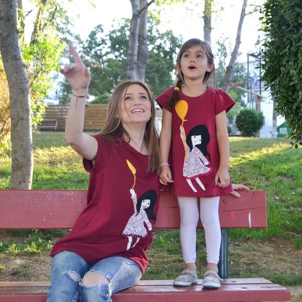 Mama tochter outfit Matching outfit Girl with balloon Mother's Day gift Mother and daughter matching clothes Mother's Day shirt