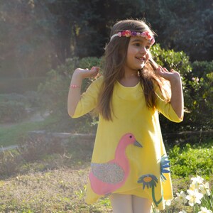 Little Duck dress, Easter dress, yellow dress, pastel colors, girls dress, Easter outfit, applique duck, toddler dress, spring outfit