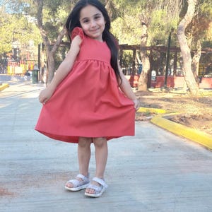 Red linen dress, Girls linen dress,Open back dress, Wedding dress, Baptism dress, Rustic flower girl dress red, Linen clothing, red sundress