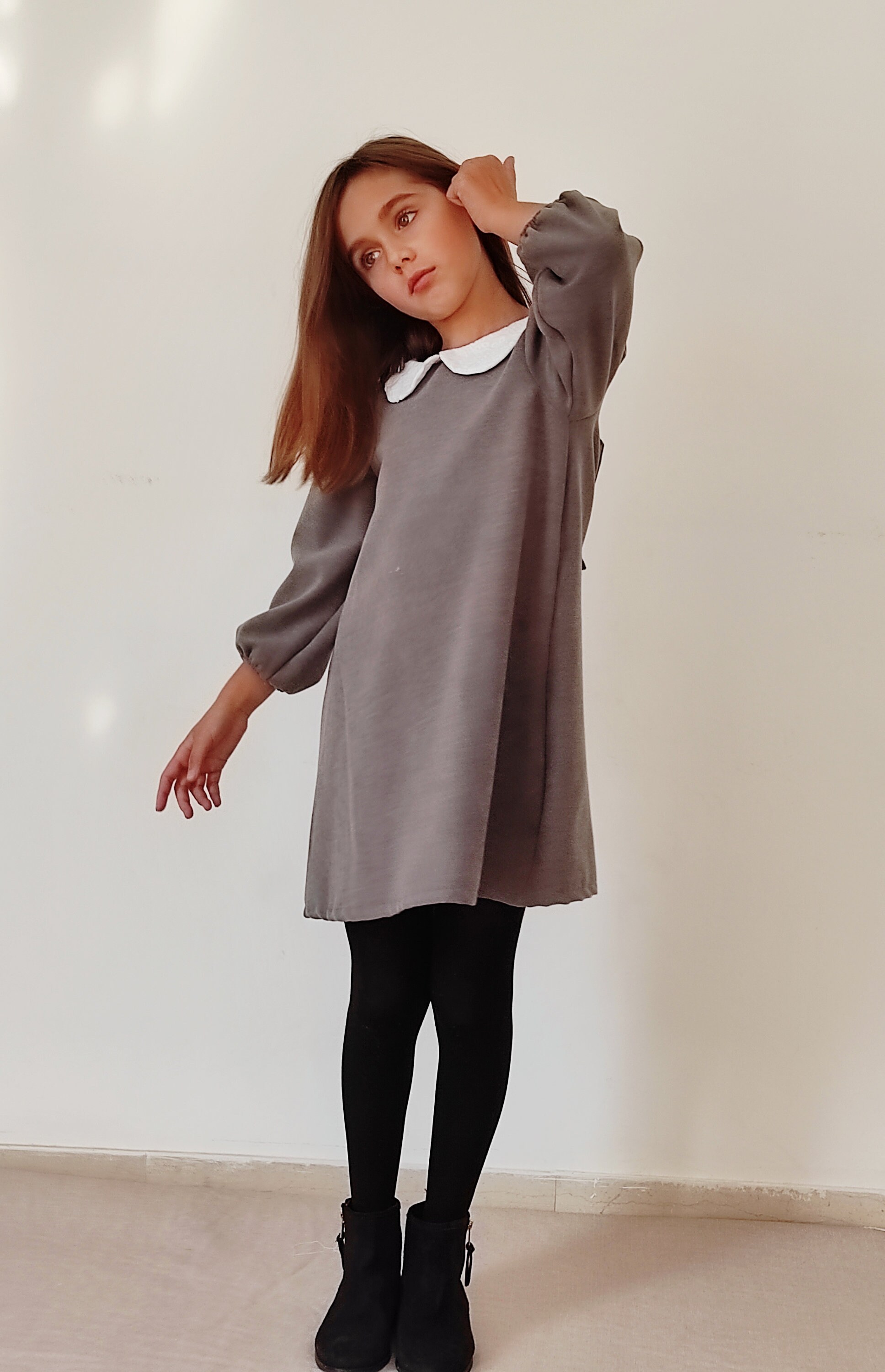grey peter pan collar dress Peter Pan Collar Dress | Silver Gray Melange