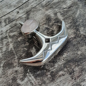 Vintage 1960s Modernist Silver & Rose Quartz Vintage Brooch by Elis Kauppi Kupittaan Kulta