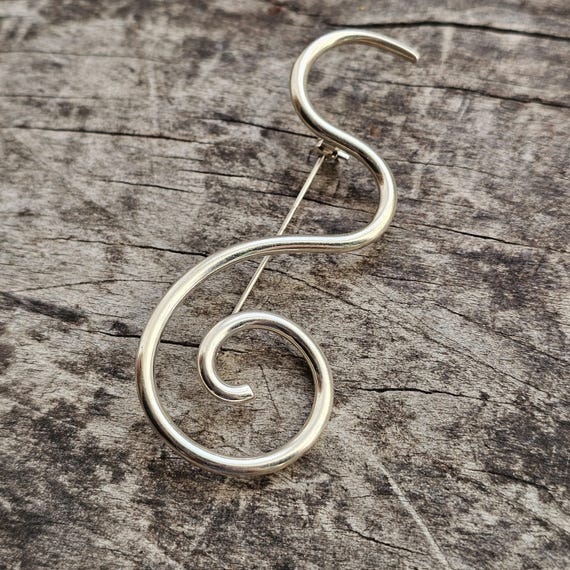 Contemporary Finnish Sterling Silver Spiral Brooch by Kalevala Koru / Kaunis Koru