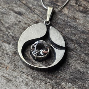 Large Finnish Silver Rock Crystal Necklace Pendant by Karl Laine & Finnfeelings Vintage 1970s Hallmarked 1978