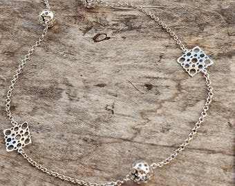 Finnish Liisa Vitali Sterling Silver Chain Necklace —  Pitsi / Ladybird Design