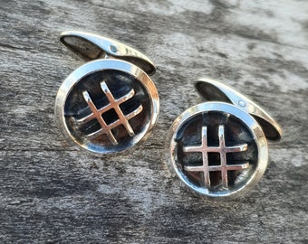 Mid-Century Finnish Modernist Silver Cufflinks by Jalosepot