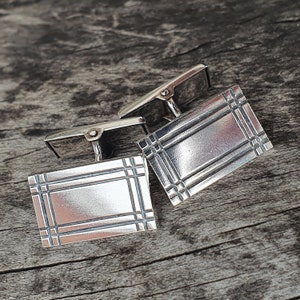 Gemelos de plata modernistas rectangulares de los años 60 de Kultaseppa Salovaara Finlandia 1966