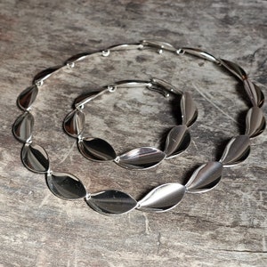 Vintage Modernist Sterling Silver Necklace and Bracelet Set By Aarre & Krogh Denmark
