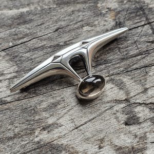 1960s Modernist Silver and Smoky Quartz Brooch Elis Kauppi & Kupittaan Kulta 1960