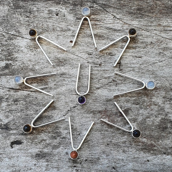 Finnish Modernist Silver & Gemstone Necklace Pend… - image 4